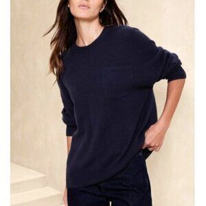 Banana Republic Hayden Oversized Lightweight Cashmere Sweater, Navy, Size S